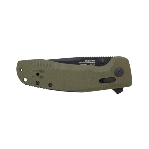 SOG TAC XR OD Green Folding Knife 3.4" D2 Steel Ambidextrous Lock