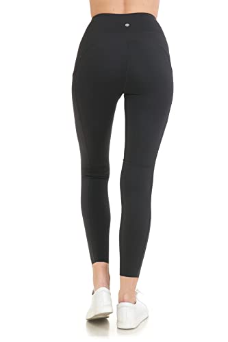 High Waist 7/8 Leggings for Women with Pockets - Large Black Workout Yoga Pants