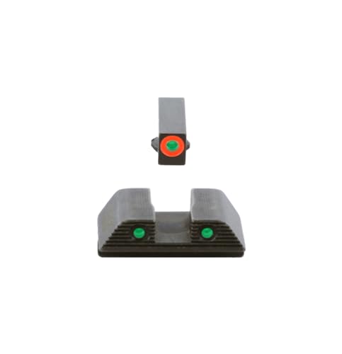 AmeriGlo Trooper Series Green Tritium Front & Rear Sight Set for 42,43,48 with Orange Outline