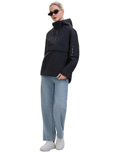 PUFFIT Women's Small Black Lightweight Water-Resistant Rain Jacket