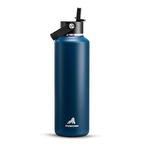 Insulated 24 oz Water Bottle with Leakproof Straw Lid - Indigo Blue