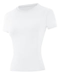 X-Large Women's Compression Workout Shirt - White, UPF 50+ Quick Dry Athletic Top