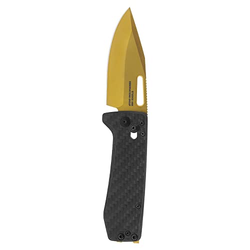 SOG Ultra XR Folding Knife Carbon & Gold - Slim Titanium Pocket & Money Clip - CPM S35VN Steel