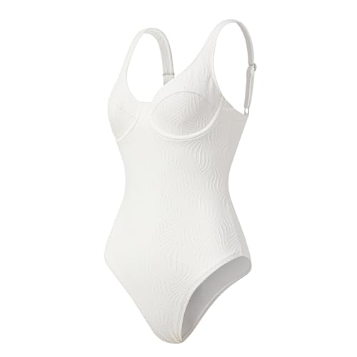 YAKISWIIM Women's White Medium One-Piece Swimsuit with Underwire & Tummy Control