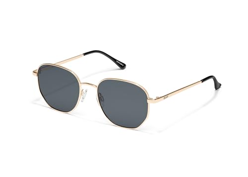 Big Time Round Sunglasses - UV-Protected Men & Women, Polarized, 54mm, Gold/Smoke