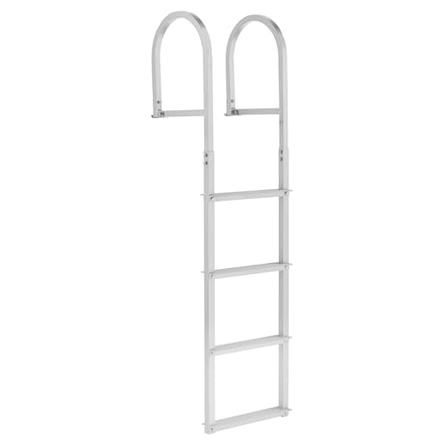 Removable Dock Ladder 4 Steps - Aluminum Alloy Boat & Pool Swim Ladder with Non-Slip Wide Steps, 500 lbs Capacity, Quick Release