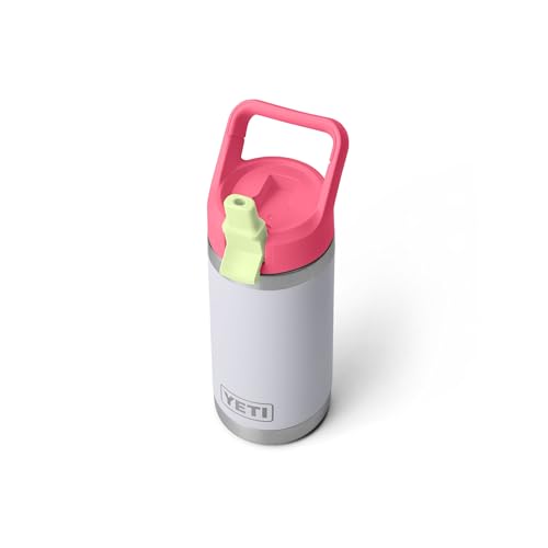 Kids Water Bottle with Straw Cap - 12 oz Pink & Grasshopper, Leakproof