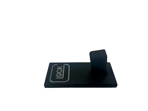 Black Pistol Display Stand for Handguns Made in USA - White Letters