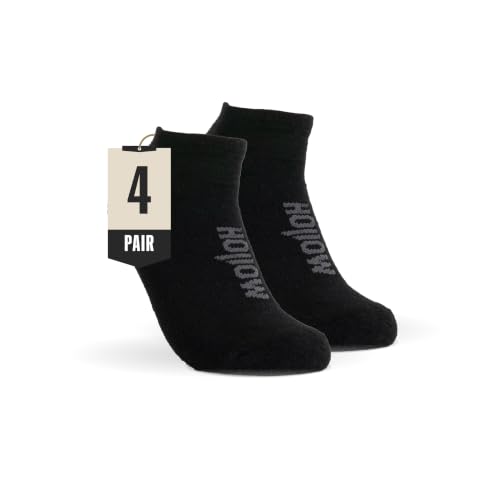 HOLLOW No Show Alpaca Socks 4 Pairs Large Black Moisture Wicking Unisex