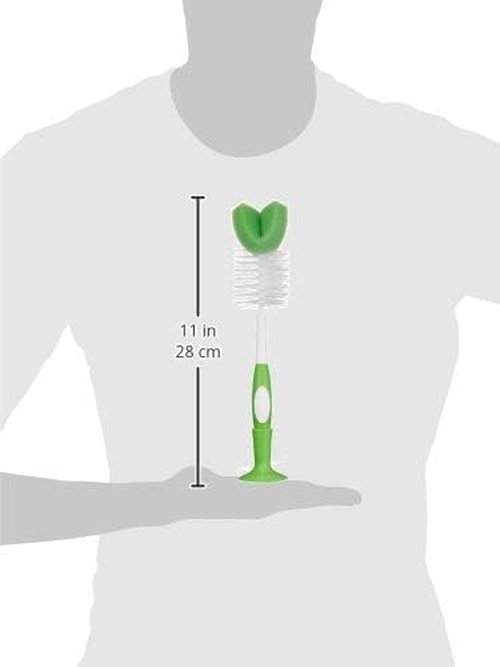 Mama Bear - Baby Bottle Brush Set with Nipple Cleaner & Suction Cup Stand | White (Pack of 3)