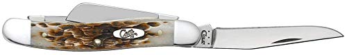 2.5-Inch Medium Amber Bone Stockman Pocket Knife with Stainless Steel Blades - Amber Handle