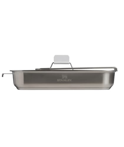 Camping Cookware Set with Stainless Steel Square Pan, Folding Spatula & Cutting Board