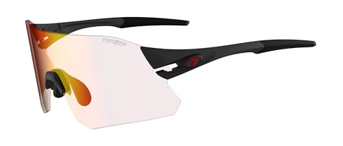 Tifosi Rail Rimless Shield Sunglasses for Cycling and Baseball - Matte Black Red Fototec