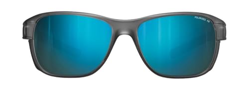 Julbo Camino Glacier Sunglasses with Removable Side Shields - Translucent Black/Gray Frame, Green Multilayer Blue Mirror Lens, Polarized UV Protection