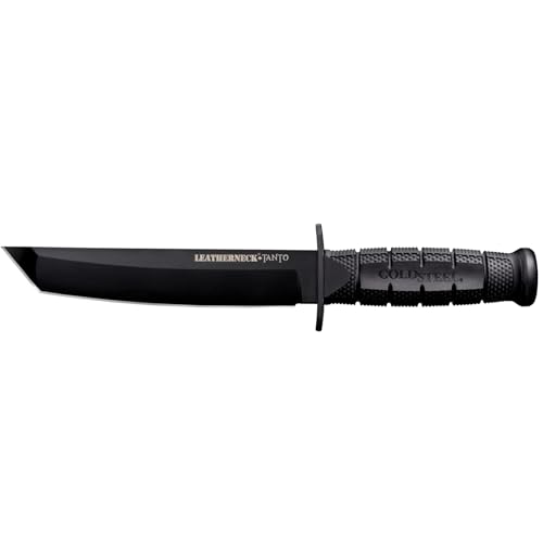 Cold Steel Leatherneck Tanto Fixed Blade Knife with D2 Steel, 7" Blade, Tactical Military-Style Knife with Sheath