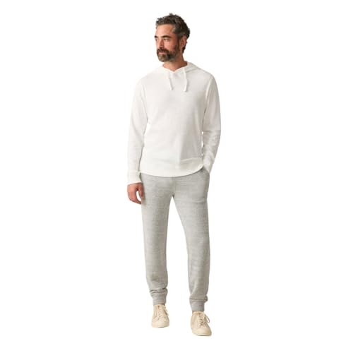 Faherty Men's Sunwashed Slub Hoodie - Medium White Casual Sweatshirt