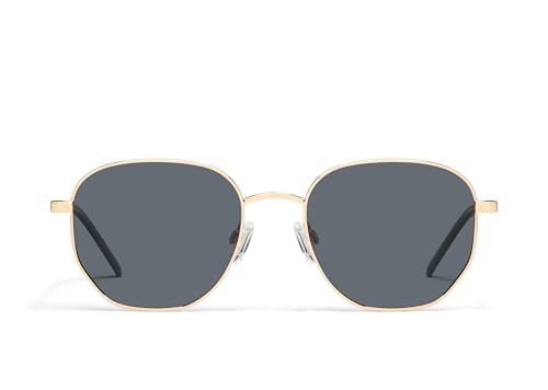 Big Time Round Sunglasses - UV-Protected Men & Women, Polarized, 54mm, Gold/Smoke