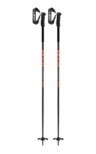 LEKI Pitch Back Ski Poles - Black Neon Orange Dark Anthracite 120cm