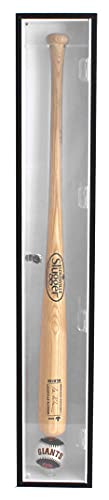 DisplayGifts Wall Mount Baseball Bat Display Case with UV Protection - Black Frame, White Interior, Lock, Horizontal or Vertical Hanger