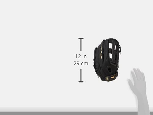 Mizuno 13" Premier Series Slowpitch Softball Glove - Black/Gold, Utility H Web, Adult