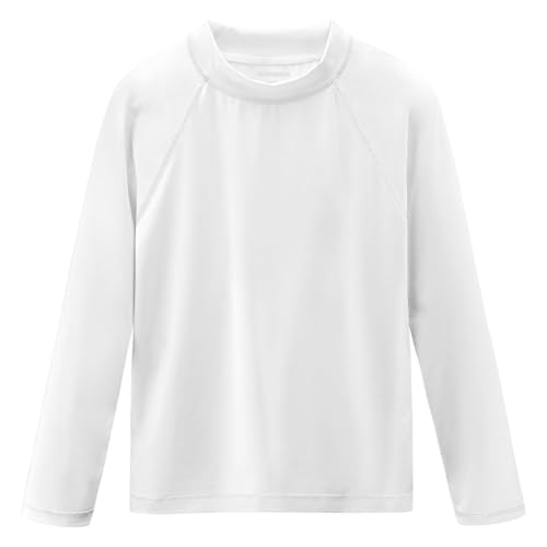 Toddler Boys Rash Guard Swim Shirt - UPF 50+ SPF Water Protection, White, 18-24 Months