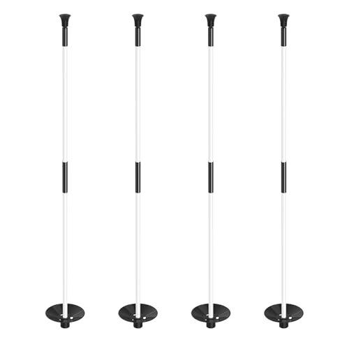 KINGTOP 3ft White Fiberglass Golf Flagpole Set with Retrieval Base - 4 Pack for Practice & Backyard Golf
