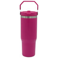 Hot Pink 30oz Insulated Stainless Steel Water Bottle with Handle - Leakproof Straw Lid