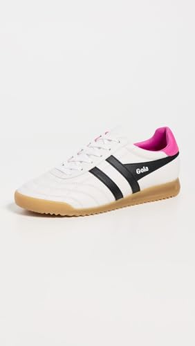 Gola Women's Stadium Sneakers - White/Black/Shocking Pink, Athletic Soccer Shoes