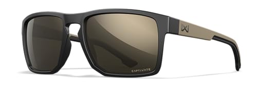Safety Sunglasses for Men - Wiley X WX Founder Matte Black & Tan with Captivate Tungsten Mirror Lenses