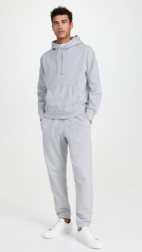 Men's Midweight Terry Hoodie - Heather Grey, Large - Casual Sweatshirt