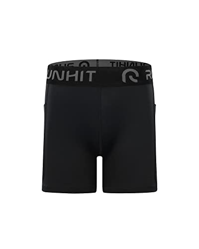 Youth Girls Volleyball Shorts with Pockets - Medium, Black - Spandex Compression Biker Dance Gymnastics