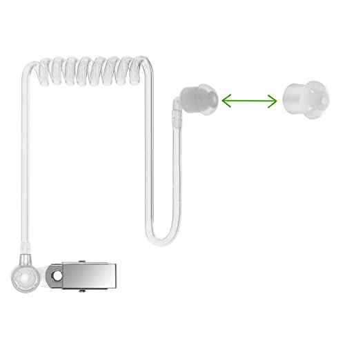 Replacement Mushroom Ear Tips 50 Pack for Radio Acoustic Tube Earpiece & Coil Headset - White Silicone