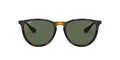 Ray-Ban RB4171 Erika Round Sunglasses for Women & Men, Light Havana/Dark Green, 54mm