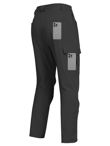 Men's Water Resistant Quick Dry Cargo Pants - Dark Grey 34 - Outdoor Hiking & Camping Apparel