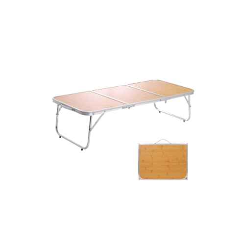 Mini Foldable Camping Table 3ft with Aluminum Surface, Yellow - Portable Outdoor Picnic & Beach Table