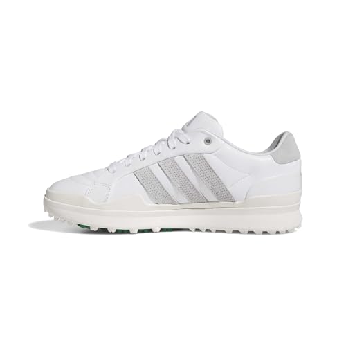 adidas Men's Retrocross Gripmore Golf Shoes 10 / Ftwr White/Dash Grey/Court Green - Spikeless, Full-Grain Leather