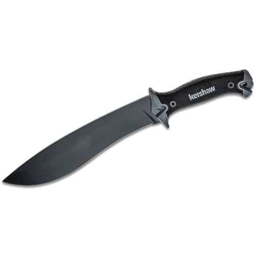 Kershaw Camp 10 Machete - Model 1077, 10-Inch Fixed Recurve Blade, Black