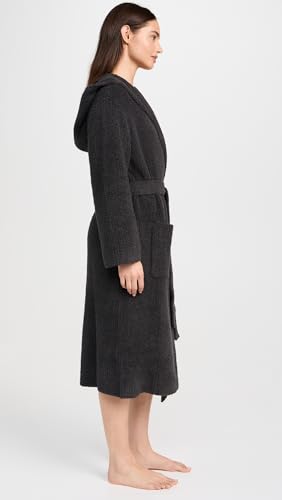 Barefoot Dreams CozyChic Ribbed Hooded Robe - Carbon, Unisex Loungewear
