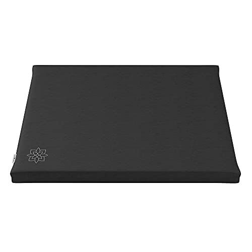 Black Cotton Zabuton Meditation Mat for Floor Sitting and Kneeling Support