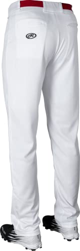 Rawlings Boy's Semi-Relaxed Full-Length Baseball Pants White XL - Solid Colors