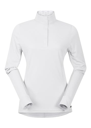 Women's Encore Long Sleeve Show Shirt - Lightweight Equestrian Competition Top, X-Small White / Bit of Luck