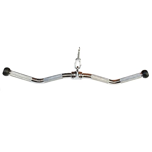 72cm Heavy Duty Stainless Steel Lat Pulldown Bar with Rubber Handles - Tricep & Bicep Attachment
