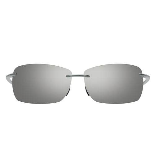 JULI Sports Sunglasses for Men Women Tr90 Rimless Frame for Running Fishing Golf Surf Driving MJ8010（Shiny Grey/Silver）