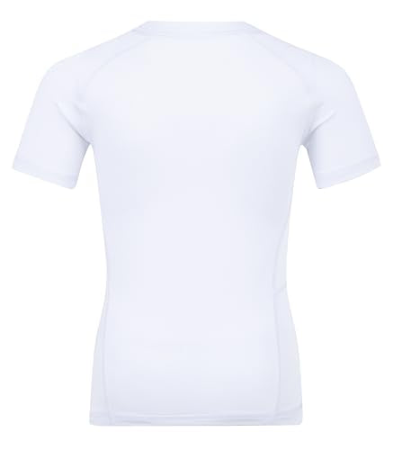 Youth Boys Compression Shirt Short Sleeve Athletic Base Layer - Medium White