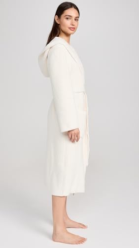 Barefoot Dreams CozyChic Ribbed Hooded Robe - Unisex Lounge & Bath Wrap, Cream, Size Variations