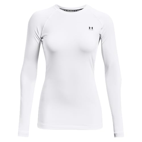 Under Armour Women's Long Sleeve Crew Neck T-Shirt Medium White & Black
