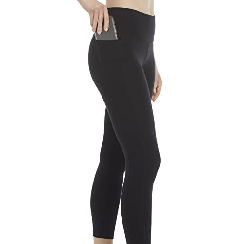 Energy Zone Women's Cotton Stretch 7/8 Leggings with Pockets - Large Deep Black
