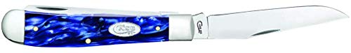 Case Pocket Knife Trapper Blue Pearl Kirinite 4 1/8 Inch Closed USA Made