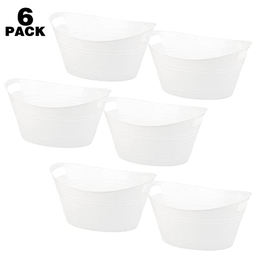 6 Pack Plastic Oval Storage Tubs - 4.5L Ice Buckets for Wine Beer Champagne