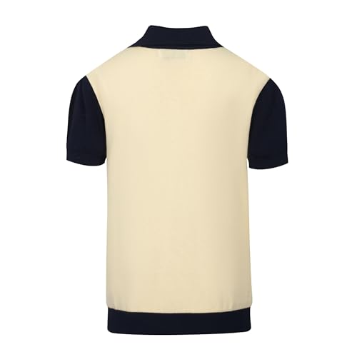 OXKNIT Men’s Knit Polo Shirt - Off-White Medium Short Sleeve Casual Golf T-Shirt